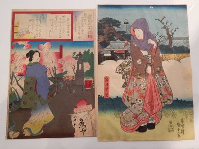 Kunisada, diptyque (vers 1845) et une estampe,...