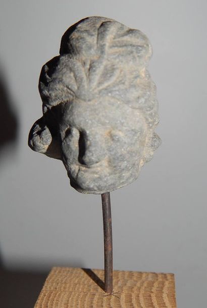 Tête de servant, en schiste. H :5.5 cm. GANDHARA...