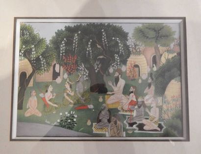 Miniature encadrée, L’ermitage du sage Bharadwaja....