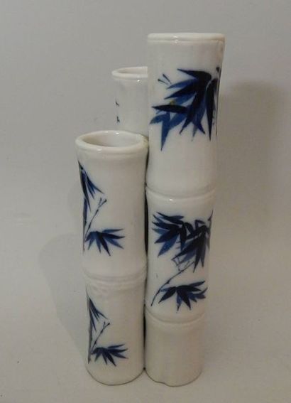 Triple pot à pinceaux en porcelaine en forme...