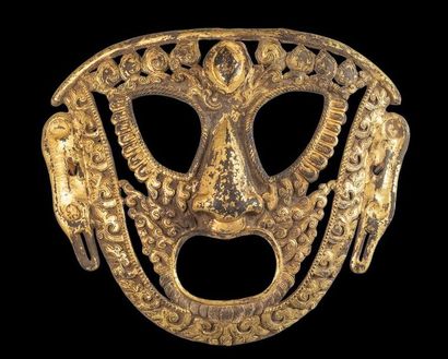 Masque de Daikini de danse, en bronze doré....