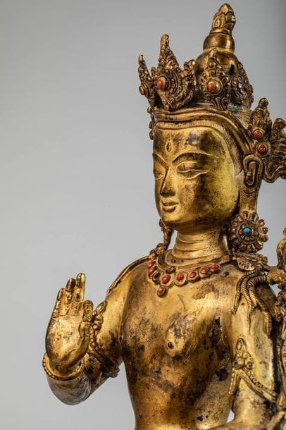 Tara vajra, en bronze doré. Népal, XXe siècle....