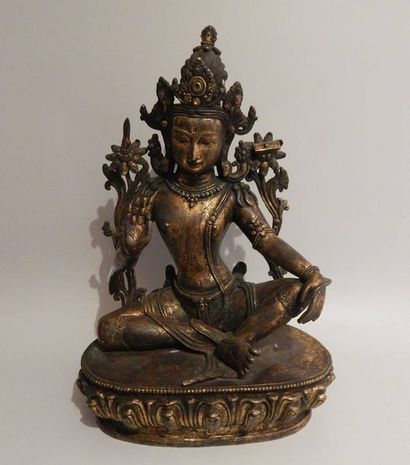 Manjusri, en bronze. Népal, XXe siècle. H...