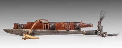 Mandau, Couteau Dayak. Lame en acier. Poignée...
