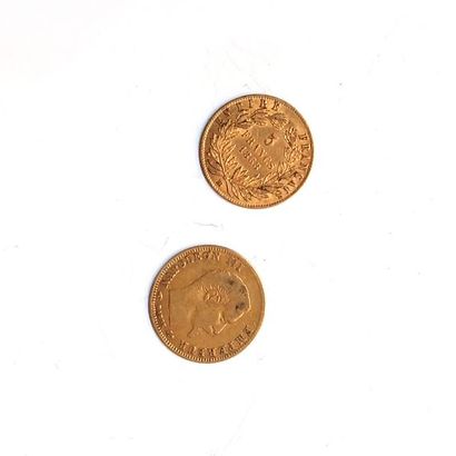 Deux pièces de 5F or (1857, 1868)