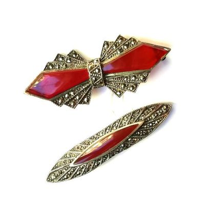 LOT de deux broches anciennes en argent 925°/°°...