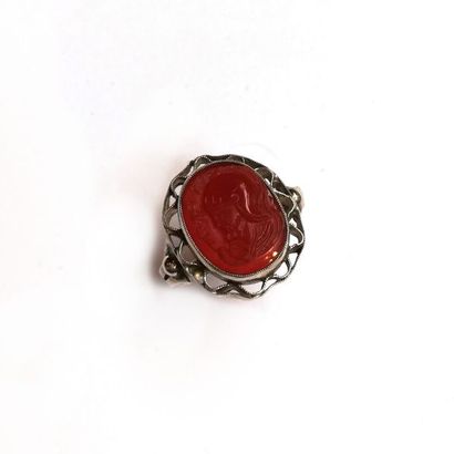BAGUE ancienne en argent (925/°°) sertie...