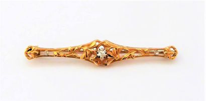 BROCHE barrette en or jaune 18k (750/°°),...