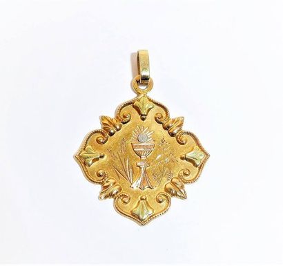 MEDAILLE religieuse ancienne en or jaune,...