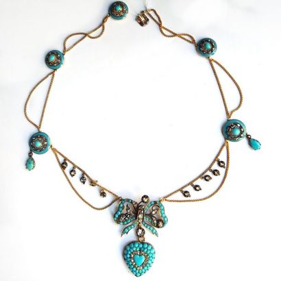 COLLIER en or 18K (750°/°°) et argent doré...