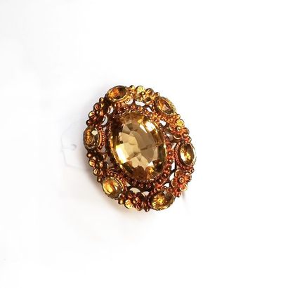 BAGUE ancienne en or rose et jaune 18K (750/°°)...