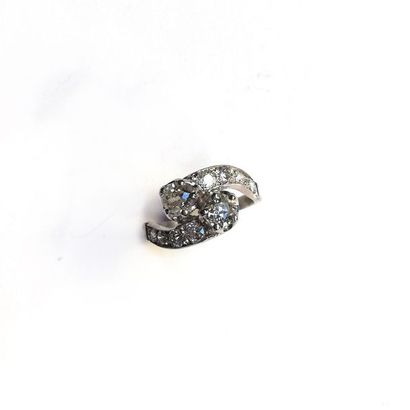 BAGUE TOI ET MOI en or gris 18k (750/°°),...