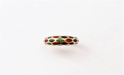 BAGUE en or 18K (750/°°) jonc émaillé d'un...