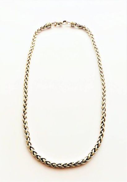 COLLIER maille palmier en or blanc 18k (750/°°),...