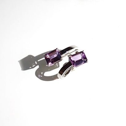 BAGUE TOI ET MOI en or blanc 18K (750/°°)...
