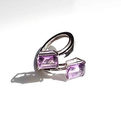 BAGUE TOI ET MOI en or blanc 18K (750/°°)...