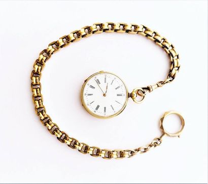 MONTRE A GOUSSET en or 18K (750/°°), le cadran...