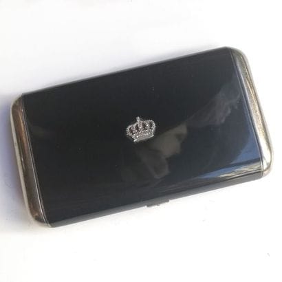MINAUDIERE en argent 925°/°° émaillé noir...