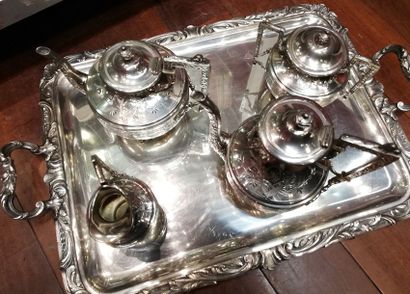 Plateau de service et 4 pièces (théière,...