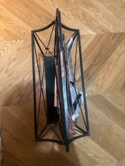 1 two-compartment lacquered wrought-iron...