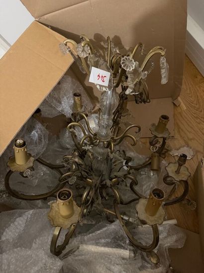 1 brass molding chandelier with glass tassel...