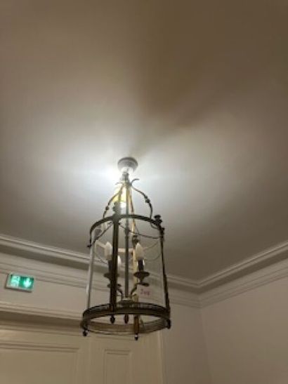 1 gilt metal cage lantern with four light...