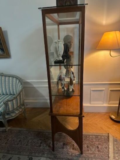1 tall rectangular bookcase with varnished...