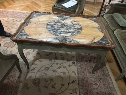 1 rectangular coffee table with Sienna yellow...