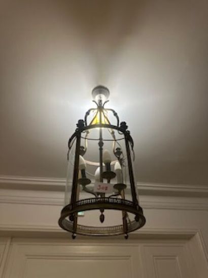 1 gilt metal cage lantern with four light...