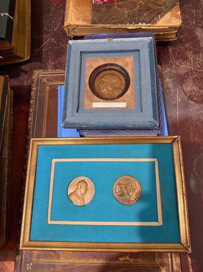 1 lot of various books and 3 framed meda...