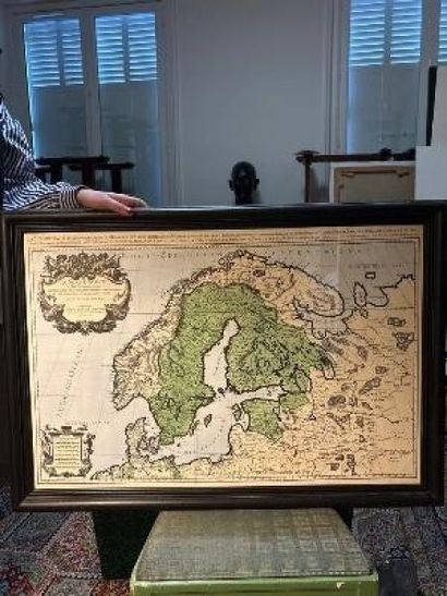 Carte de la Scandinavie et les environs encadrée...