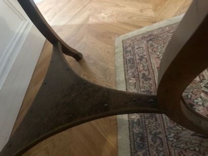 1 large round tripod mahogany pedestal table...