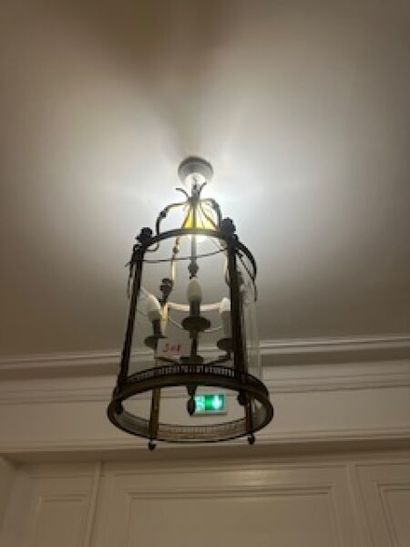 1 gilt metal cage lantern with four light...