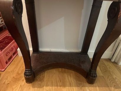 - 1 mahogany veneered rectangular console...