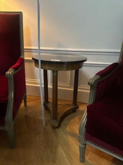 1 low tripod mahogany veneered pedestal table...