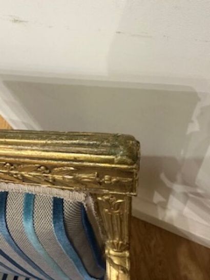 Pair of flat-back armchairs in carved and...