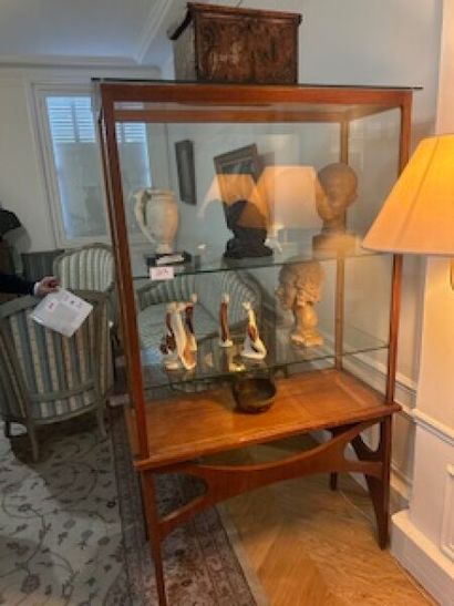 1 tall rectangular bookcase with varnished...