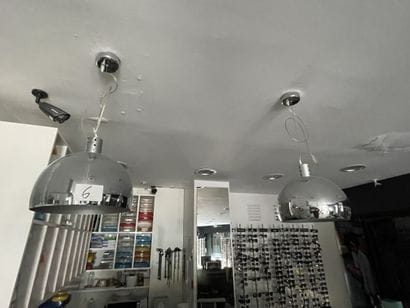 2 lampes globe couleur acier (à démonter...