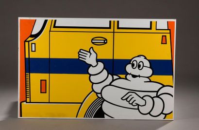 Plaque en tôle peinte Michelin Bibendum 
77x121...