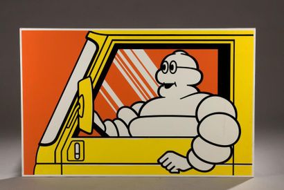 Plaque en tôle peinte Michelin Bibendum 
77x121...