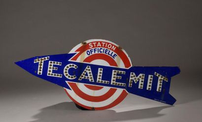TECALEMIT, circa 1930
Plaque lumineuse émaillée,...