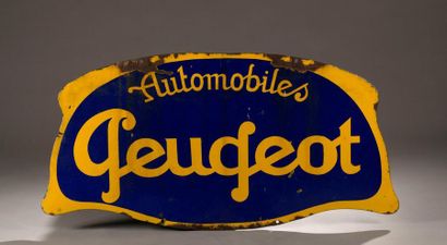 Plaque émaillée double face Automobile Peugeot...