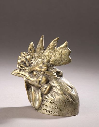 Tête de coq en bronze argenté 
Fonderie Jules...