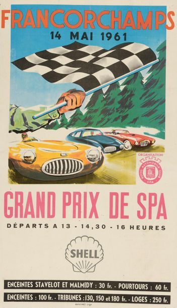 Trois affiches entoilées, Grand Prix de SPA,...