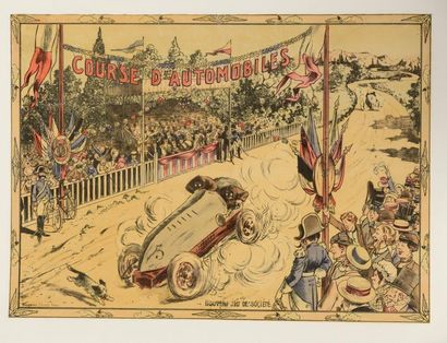 Lot de trois affiches entoilées, en l'état,...
