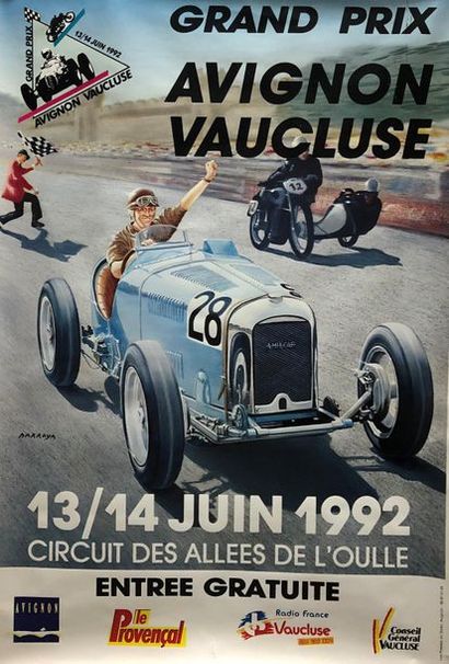 Deux affiches Grand Prix Avignon, 1992 
Amilcar...
