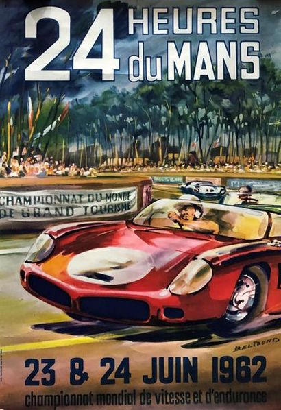 Lot d'affichettes 24 Heures du Mans 
1961/1962/1963/1965/1969
Environ...