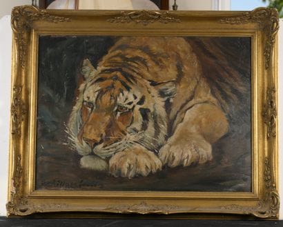 École du début du XXème siècle
Tigre au repos
Huile...