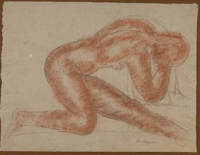 Moissey KOGAN (1879-1943)
Nu accroupi
Sanguine...