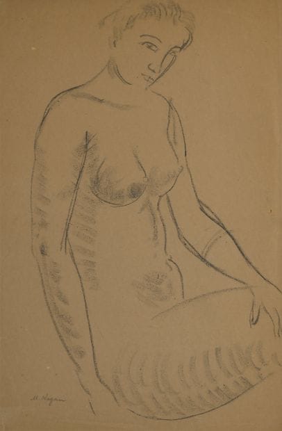 Moissey KOGAN (1879-1943)
Nu assis
Fusain,...